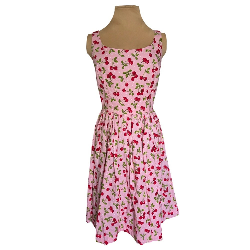 1950's Retro Style Cherry Print Rockability Swing Dress Pink 
Small *No Tags*